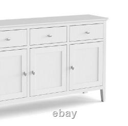 Scandi Retro White Large Sideboard / 3 Door 3 Drawer Large Storage Unit