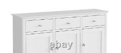 Scandi Retro White Large Sideboard / 3 Door 3 Drawer Large Storage Unit