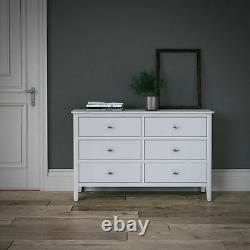 Scandi Retro White Large Sideboard / 3 Door 3 Drawer Large Storage Unit