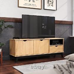 Scandian Large Widescreen Tv Video Media Unit Solid Pine 140cm 2 Doors 1 Drawer