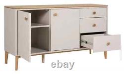 Scandinavian Marlow Cashmere Oak/Taupe Large Sideboard 81cm with 2 Door 3 Drawer