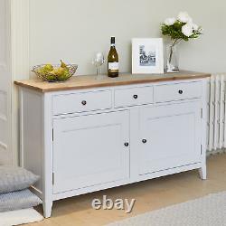 Sideboard 2 Door 3 Drawer Large Solid Wood Grey Limed Finish Top Signature Grey