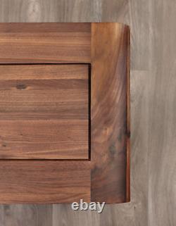 Sideboard 2 Door 3 Drawer Large Storage Solid Walnut Dark Wooden Mi Shiro Walnut