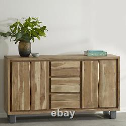 Sideboard 2 Door 3 Drawer Solid Wood Acacia Industrial Metal Baltic Live Edge