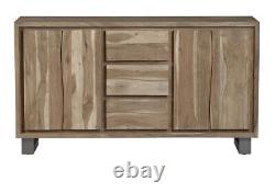 Sideboard 2 Door 3 Drawer Solid Wood Acacia Industrial Metal Baltic Live Edge