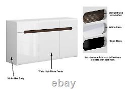 Sideboard Cabinet with Drawers Large Storage Unit Dresser White Gloss 150cm Azteca