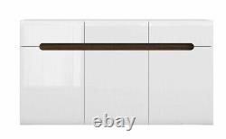 Sideboard Cabinet with Drawers Large Storage Unit Dresser White Gloss 150cm Azteca