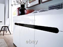 Sideboard Cabinet with Drawers Large Storage Unit Dresser White Gloss 150cm Azteca