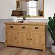 Sideboard Large 3 Doors Solid Oak Cabinet Storage With 3 Drawers in Rustic Oak