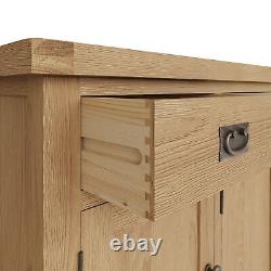 Sideboard Large 3 Doors Solid Oak Cabinet Storage With 3 Drawers in Rustic Oak