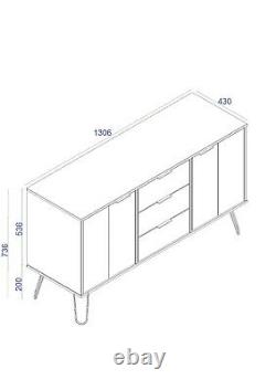 Sideboard Large White 2 Door 3 Drawer Augusta Textured Melamine Finish