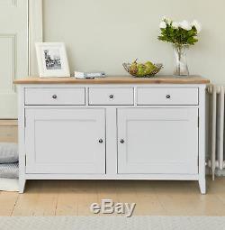 Signature Grey Painted Wooden Furniture Large Two Door Three Drawer Sideboard