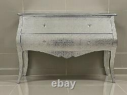 Silver Metal Embossed French Large Bombe Chest of Drawers Sideboard RRP 269.95