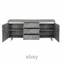 Sioux Large Sideboard In Concrete Effect 2 Doors And 3 Drawers