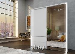 Sliding mirror large wardrobe 2 doors with drawers and lights TAYA2 WHITE