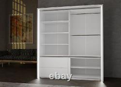 Sliding mirror large wardrobe 2 doors with drawers and lights TAYA2 WHITE