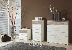 SlumberHaus'Diver' Large 270cm White, Oak and Mirror Wardrobe with Drawers