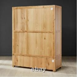 Soho Oak 3 Door Triple Wardrobe with Mirror Large 2 Drawer Hanging Robe SC13