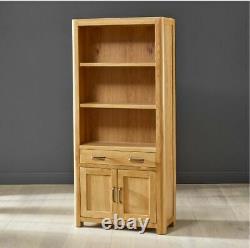 Soho Oak Large Tall Bookcase with 2 Door Cupboard and Drawer SC19