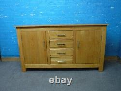 Solid Heavy Oak Chunky 2door 4dovetailed Drawer Sideboard Large Surface Depth