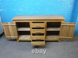 Solid Heavy Oak Chunky 2door 4dovetailed Drawer Sideboard Large Surface Depth