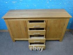 Solid Heavy Oak Chunky 2door 4dovetailed Drawer Sideboard Large Surface Depth