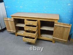 Solid Heavy Oak Chunky 2door 4dovetailed Drawer Sideboard Large Surface Depth