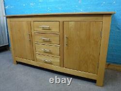 Solid Heavy Oak Chunky 2door 4dovetailed Drawer Sideboard Large Surface Depth