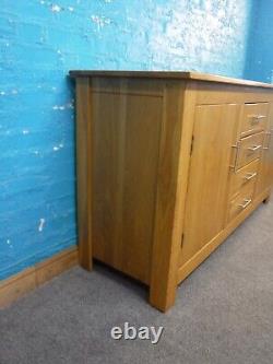 Solid Heavy Oak Chunky 2door 4dovetailed Drawer Sideboard Large Surface Depth