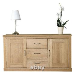 Solid Oak Large Sideboard, 2 Cupboards, 3 Drawers, Assembled. Baumhaus Mobel