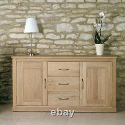 Solid Oak Large Sideboard, 2 Cupboards, 3 Drawers, Assembled. Baumhaus Mobel