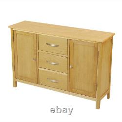 Solid Oak Large Sideboard Cabinet w 3 Drawer Rustic Solid Wood Storage Cupboard