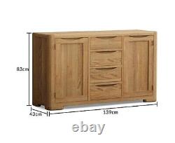 Solid Oak Medium/Large 2 door 4 drawer Sideboard