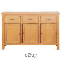 Solid Oak Wood Large Sideboard with 3 Drawers & 3 Doors Cupboard Cabinet Storage