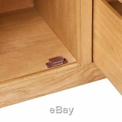 Solid Oak Wood Sideboard Large 3 Drawers + 2 Doors Cupboard Cabinet Organiser