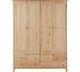 Solid Pine 4 Door 6 Drawer Large Size Wardrobe, H180cm x W140.8cm x D53cm, 2 Types