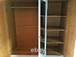 Solid Pine Grey Painted Large Triple Door, Nine Drawer Wardrobe with Mirror