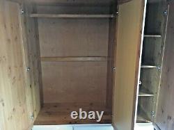 Solid Pine Grey Painted Large Triple Door, Nine Drawer Wardrobe with Mirror