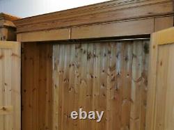 Solid Pine Large Wide 2 Door Wardrobe With 2 Drawers FREE DELIVERY