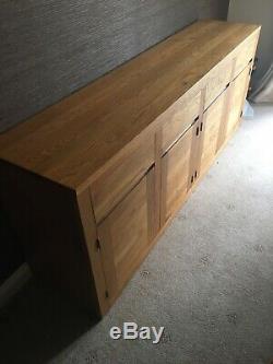 Solid oak furniture 4 door 4 drawer extra large sideboard 2m long x. 450 wide
