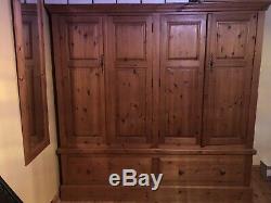 Solid pine, Large 4 door wardrobe with drawers