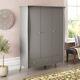 Steens Baroque French Style 3 Door 2 Drawer Large Wide Wardrobe In Grey