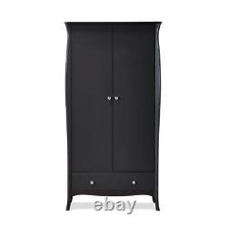 Steens Baroque French Style Large 2 Door 1 Drawer Wardrobe In Black