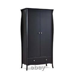 Steens Baroque French Style Large 2 Door 1 Drawer Wardrobe In Black