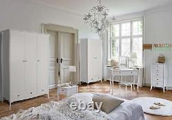 Steens Baroque French Style Wide 3 Door 2 Drawer Large Wardrobe In White