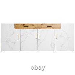 Storage Sideboard 4 Doors 2 Drawers Kitchen Cabinet Large Wooden Cupboard White