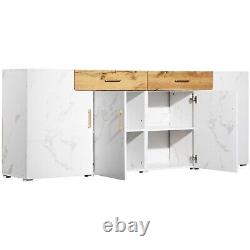 Storage Sideboard 4 Doors 2 Drawers Kitchen Cabinet Large Wooden Cupboard White