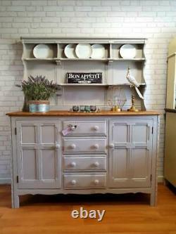 Stunning Large Ercol Welsh Dresser Sideboard Cupboard Cabinet Shabby Chic Grey