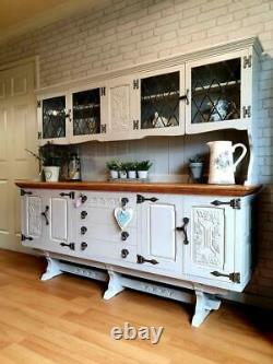 Stunning Large Solid Oak Cradle Dresser Sideboard Cupboard Cabinet Painted