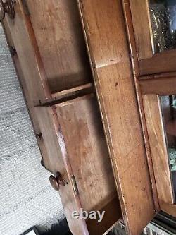 Stunning Large Victorian Mahogany Glazed Bookcase Over Chest With key Delivery